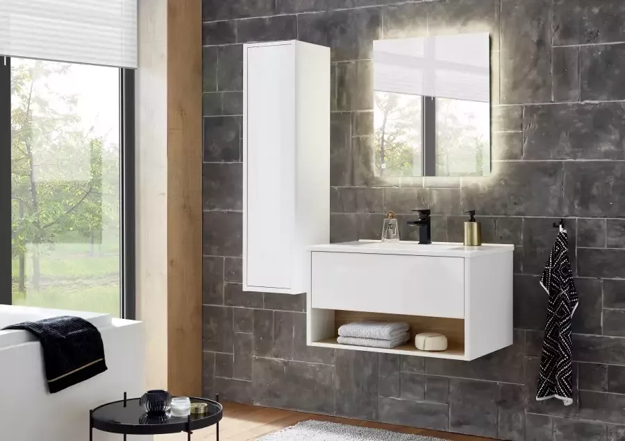 Places of Style Badkamerserie Studio Line bad in modern ontwerp 3-delig badkamer Kast wastafel en spiegel in twee kleuren beschikbaar opbergruimte (3-delig) - Foto 7