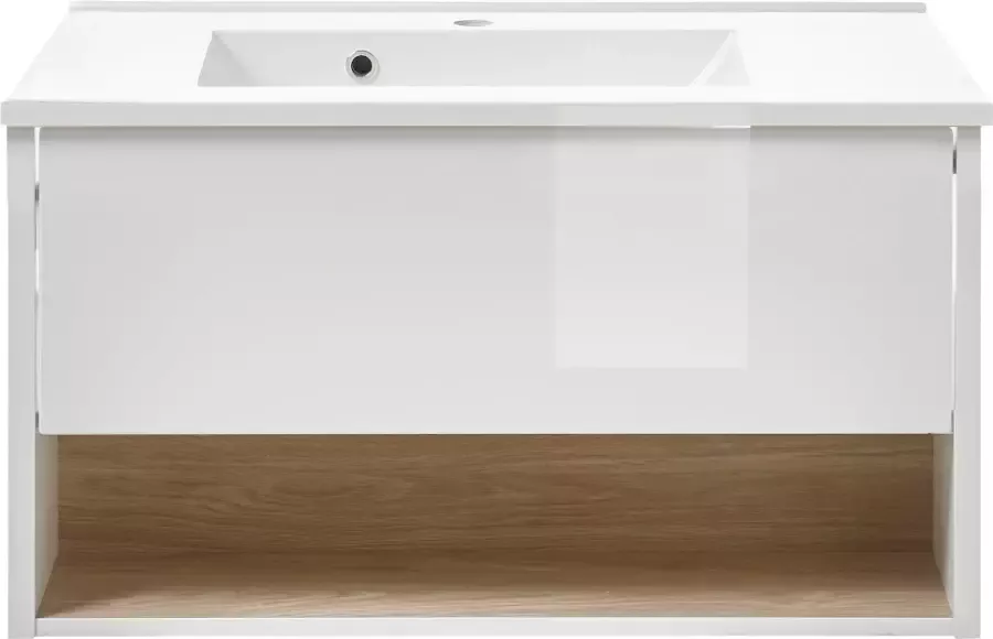 Places of Style Badkamerserie Studio Line bad in modern ontwerp 3-delig badkamer Kast wastafel en spiegel in twee kleuren beschikbaar opbergruimte (3-delig) - Foto 12