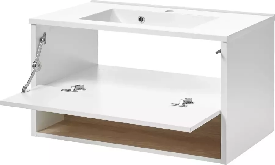 Places of Style Badkamerserie Studio Line bad in modern ontwerp 3-delig badkamer Kast wastafel en spiegel in twee kleuren beschikbaar opbergruimte (3-delig) - Foto 13