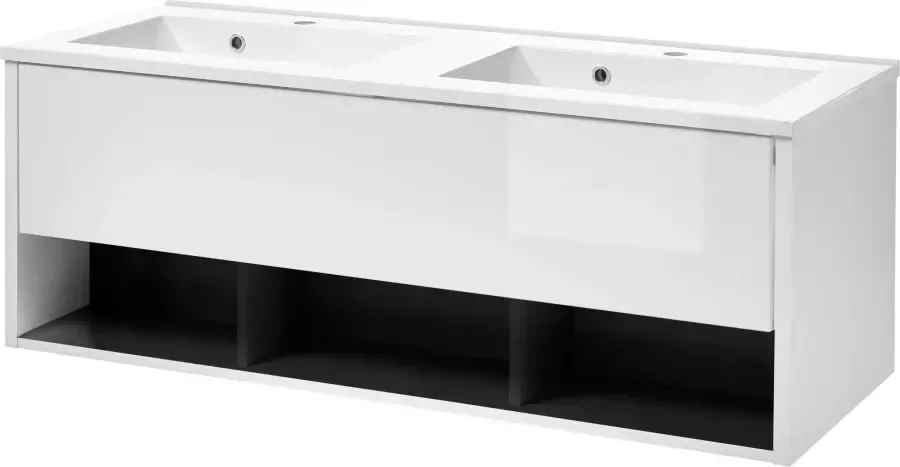 Places of Style Badkamerserie Studio Line bad in modern ontwerp 3-delig badkamer Kast wastafel en spiegel in twee kleuren beschikbaar opbergruimte (3-delig) - Foto 12