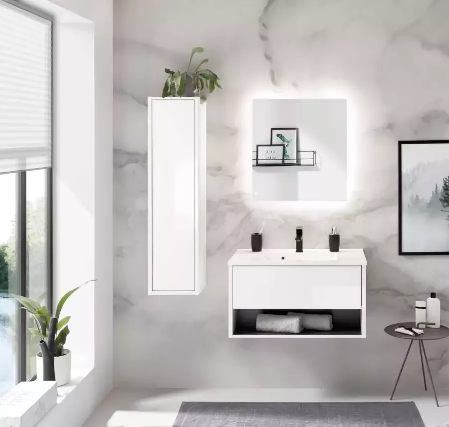 Places of Style Badkamerserie Studio Line bad in modern ontwerp 3-delig badkamer Kast wastafel en spiegel in twee kleuren beschikbaar opbergruimte (3-delig)