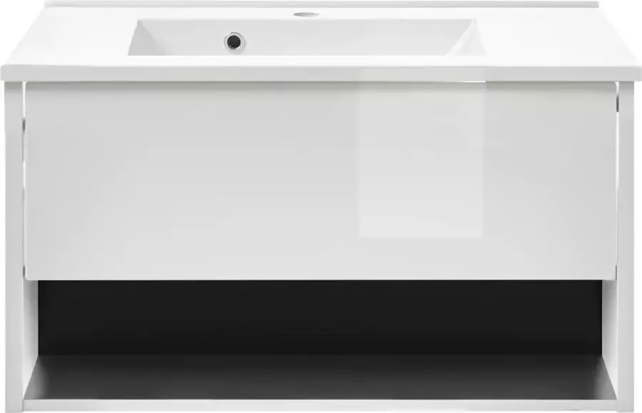 Places of Style Badkamerserie Studio Line bad in modern ontwerp 3-delig badkamer Kast wastafel en spiegel in twee kleuren beschikbaar opbergruimte (3-delig) - Foto 11