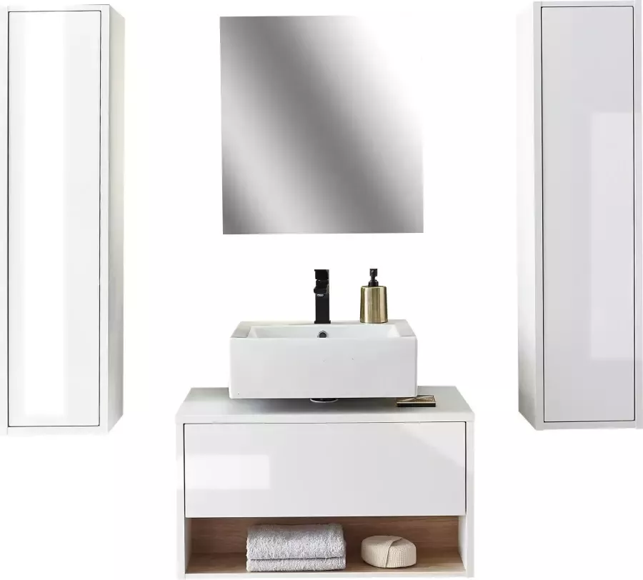 Places of Style Badkamerserie Studio Line bad in modern ontwerp 4-delig badkamer Kast onderkast en spiegel in twee kleuren beschikbaar opbergruimte (4-delig) - Foto 2