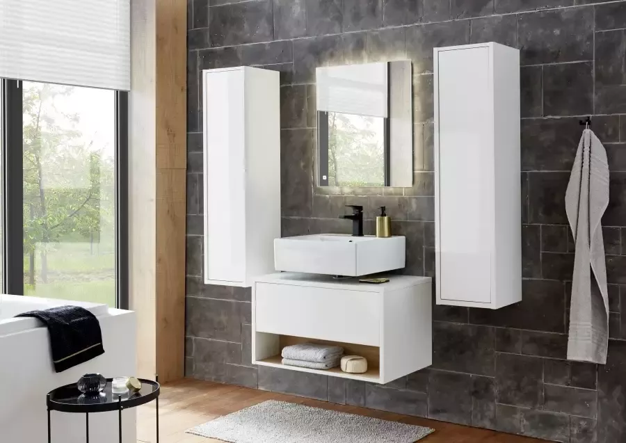 Places of Style Badkamerserie Studio Line bad in modern ontwerp 4-delig badkamer Kast onderkast en spiegel in twee kleuren beschikbaar opbergruimte (4-delig) - Foto 7