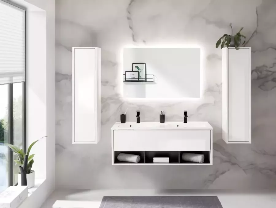 Places of Style Badkamerserie Studio Line bad in modern ontwerp 4-delig badkamer Kast wastafel en spiegel in twee kleuren beschikbaar opbergruimte (4-delig) - Foto 3