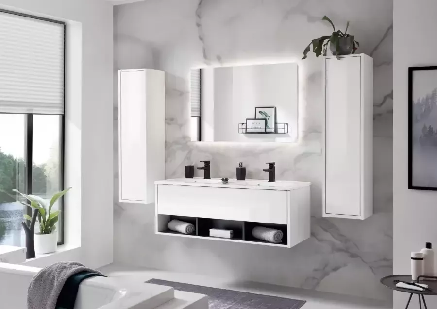 Places of Style Badkamerserie Studio Line bad in modern ontwerp 4-delig badkamer Kast wastafel en spiegel in twee kleuren beschikbaar opbergruimte (4-delig) - Foto 10