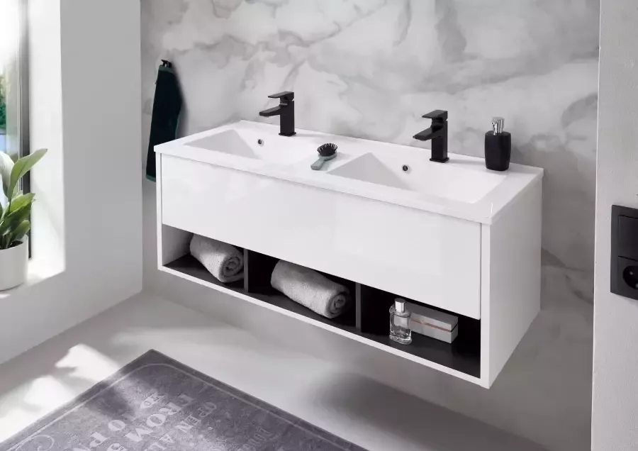 Places of Style Badkamerserie Studio Line bad in modern ontwerp 4-delig badkamer Kast wastafel en spiegel in twee kleuren beschikbaar opbergruimte (4-delig) - Foto 6