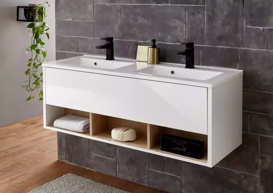 Places of Style Badkamerserie Studio Line bad in modern ontwerp 4-delig badkamer Kast wastafel en spiegel in twee kleuren beschikbaar opbergruimte (4-delig) - Foto 6