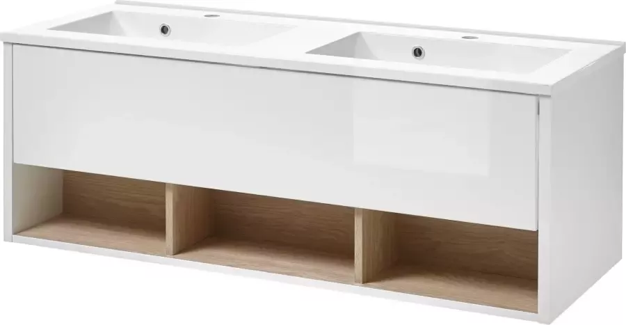 Places of Style Badkamerserie Studio Line bad in modern ontwerp 4-delig badkamer Kast wastafel en spiegel in twee kleuren beschikbaar opbergruimte (4-delig) - Foto 12