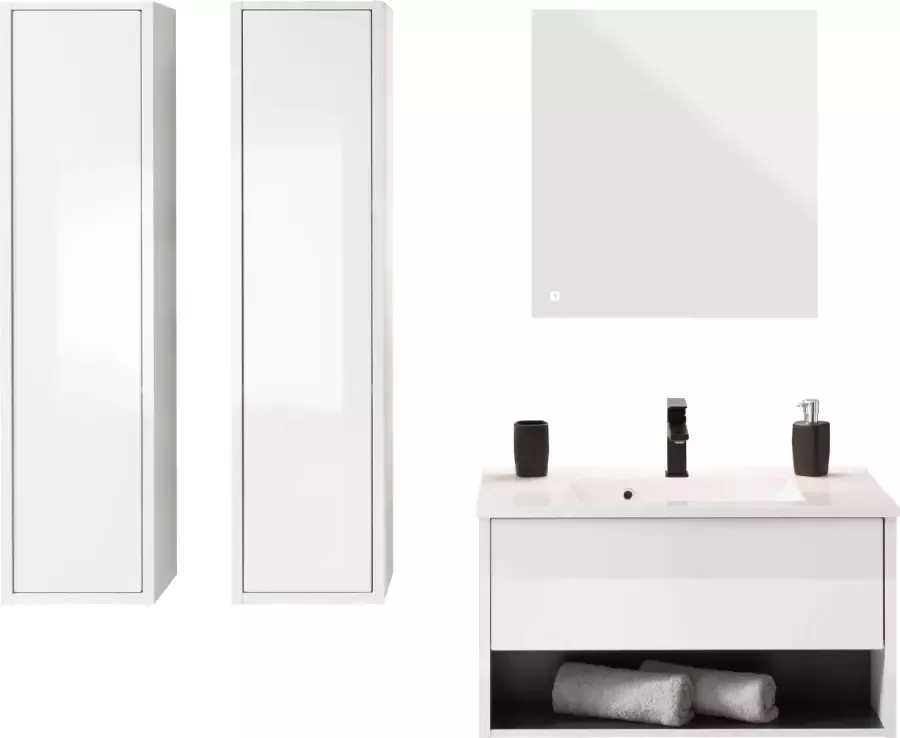 Places of Style Badkamerserie Studio Line bad in modern ontwerp 4-delig badkamer Kast wastafel en spiegel in twee kleuren beschikbaar opbergruimte (4-delig) - Foto 5