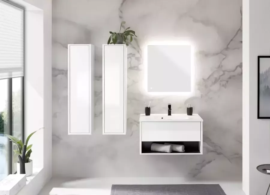 Places of Style Badkamerserie Studio Line bad in modern ontwerp 4-delig badkamer Kast wastafel en spiegel in twee kleuren beschikbaar opbergruimte (4-delig) - Foto 6