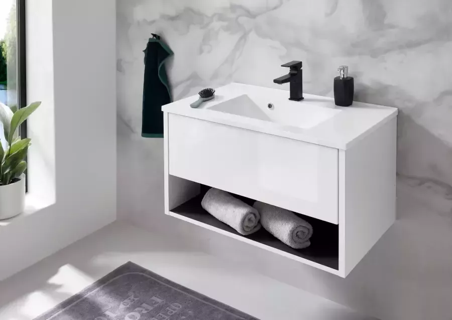 Places of Style Badkamerserie Studio Line bad in modern ontwerp 4-delig badkamer Kast wastafel en spiegel in twee kleuren beschikbaar opbergruimte (4-delig) - Foto 8