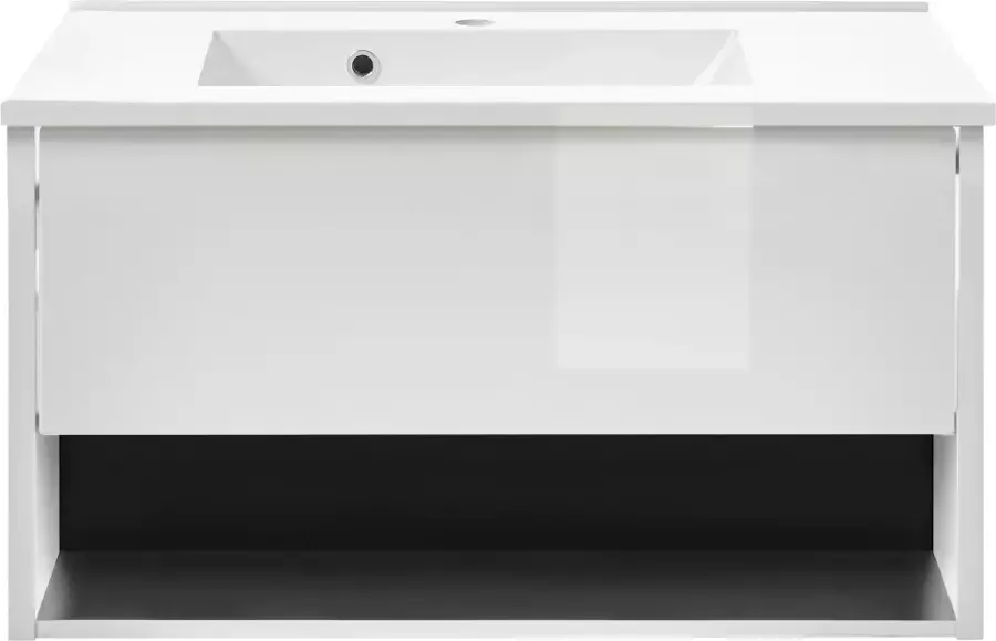 Places of Style Badkamerserie Studio Line bad in modern ontwerp 4-delig badkamer Kast wastafel en spiegel in twee kleuren beschikbaar opbergruimte (4-delig) - Foto 11