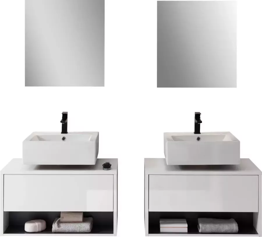 Places of Style Badkamerserie Studio Line bad in modern ontwerp 6-delig badkamer Kast onderkast en spiegel in twee kleuren beschikbaar opbergruimte (6-delig)