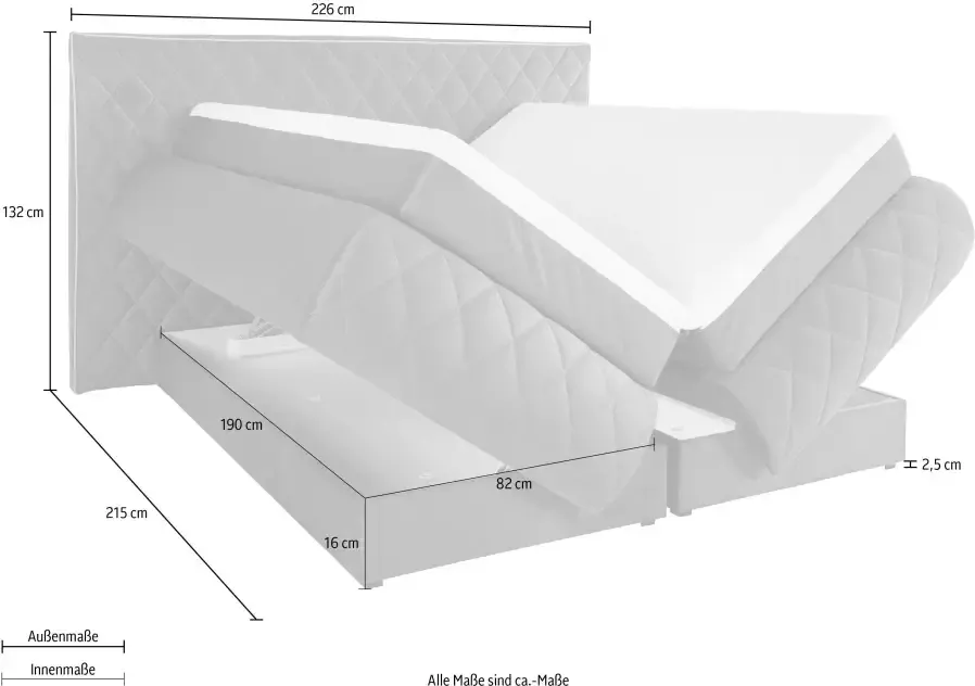 Places of Style Boxspring Alaric naar keuze met en zonder stralen topmatras pocketvering - Foto 1