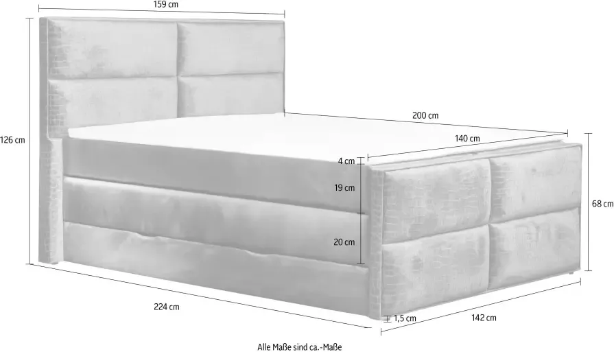 Places of Style Boxspring Croco Topmatras en bedkist in 4 breedten 2 matrassoorten 3 hardheden - Foto 5