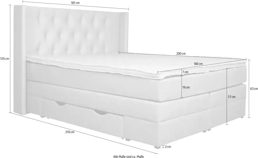 Places of Style Boxspring Elegance met mooie capitonnage in de hardheden h2 & h3 inclusief laden - Foto 5