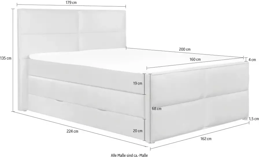 Places of Style Boxspring Williston incl. topmatras en bedkist in 4 breedten 2 matrassoorten - Foto 3