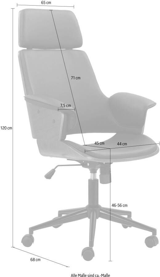 Places of Style Bureaustoel ELIJAH met populierenhouten schaal zithoogte 46-56 cm (1 stuk) - Foto 7