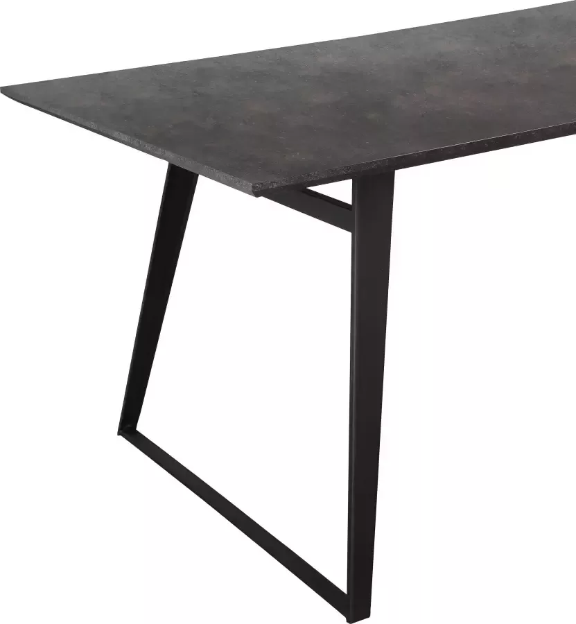 Places of Style Eettafel Caivano met tafelblad in beton-look onderstel van metaal zwart hoogte 76 cm (1 stuk)