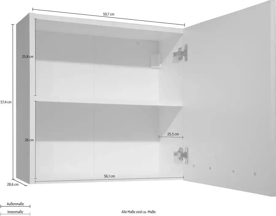 Places of Style Hangende vitrinekast Piano met en zonder glaselement uv gelakt soft-close b h:59 7 57 4 cm