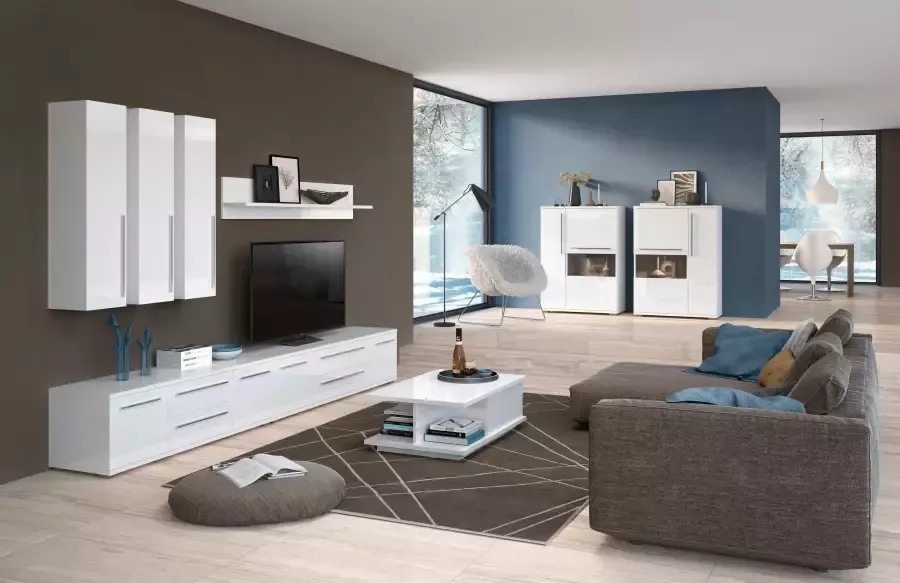 Places of Style Hangende vitrinekast Piano UV gelakt soft-close functie hoogte 115 cm breedte 29 7 cm - Foto 2