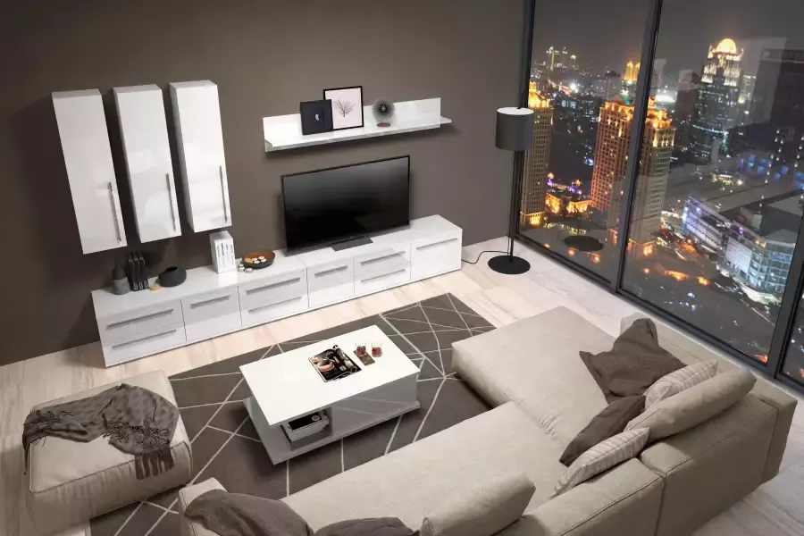 Places of Style Hangende vitrinekast Piano UV gelakt soft-close functie hoogte 115 cm breedte 29 7 cm