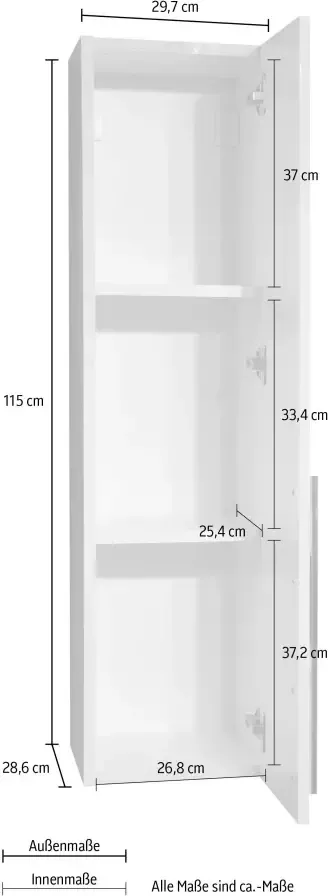 Places of Style Hangende vitrinekast Piano UV gelakt soft-close functie hoogte 115 cm breedte 29 7 cm - Foto 6