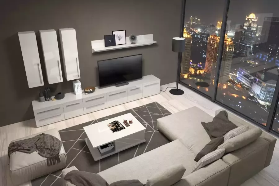 Places of Style Hangende vitrinekast Piano UV gelakt soft-close functie hoogte 115 cm breedte 29 7 cm - Foto 2