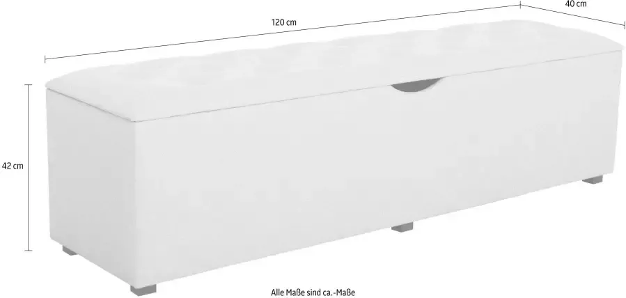 Places of Style Hockerbank Knobbed Hockerbank met bergruimte breedte 120 cm en 160 cm - Foto 3