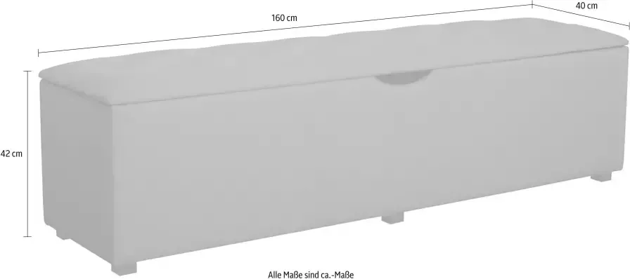 Places of Style Hockerbank Knobbed Hockerbank met bergruimte breedte 120 cm en 160 cm - Foto 3