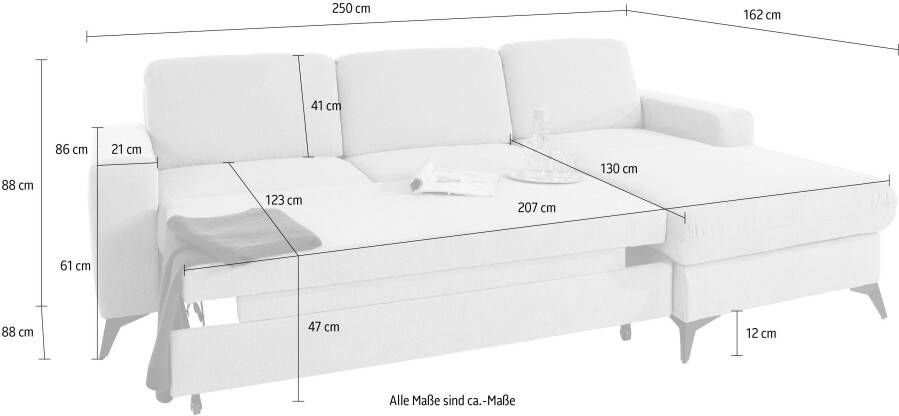 Places of Style Hoekbank Lolland L-vorm Naar keuze met slaapfunctie en bedkist binnenvering - Foto 5