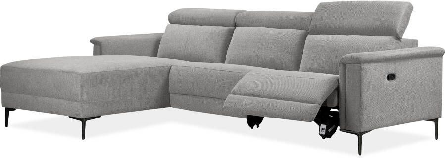 Places of Style Hoekbank Lund L-Form 261cm met man. o. elektrische relaxfunctie en usb hoofdsteunverstelling - Foto 5