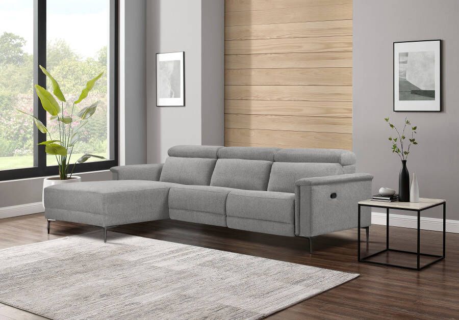 Places of Style Hoekbank Lund L-Form 261cm met man. o. elektrische relaxfunctie en usb hoofdsteunverstelling - Foto 2