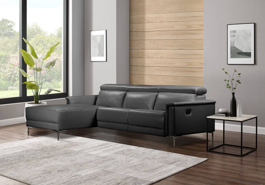 Places of Style Hoekbank Lund L-Form 261cm met man. o. elektrische relaxfunctie en usb hoofdsteunverstelling - Foto 2