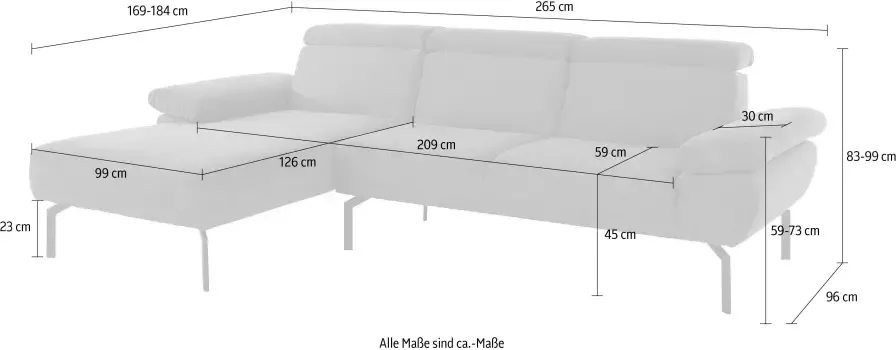 Places of Style Hoekbank Trapino Luxus L-vorm naar keuze met verstelbare rugleuning luxe-microvezel in leer-look - Foto 5