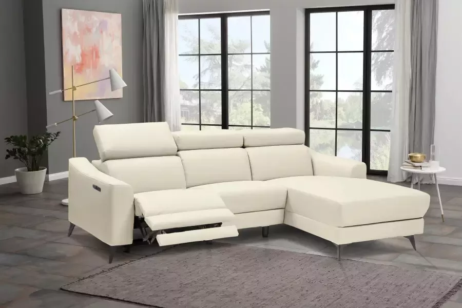 Places of Style Hoekbank Valerio met 1 elektrische relaxfunctie en usb-aansluiting