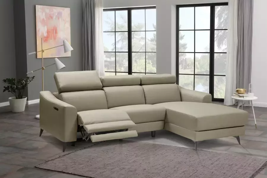Places of Style Hoekbank Valerio met 1 elektrische relaxfunctie en usb-aansluiting