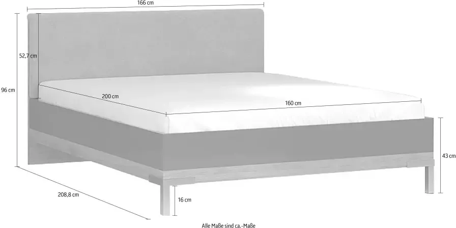 Places of Style Bedframe Onyx met een bekleed hoofdbord ligoppervlak 160x200 cm - Foto 6