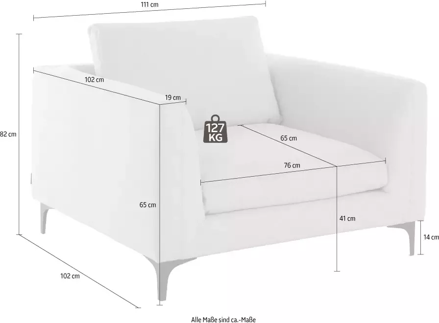 Places of Style Relaxfauteuil Nixon met binnenvering voor een beter zitcomfort met zwarte metalen poten - Foto 3