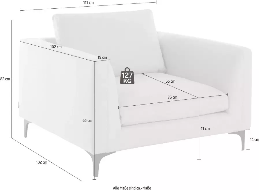 Places of Style Relaxfauteuil Nixon met binnenvering voor een beter zitcomfort met zwarte metalen poten - Foto 3