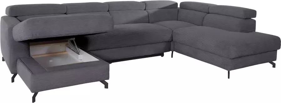 Places of Style Zithoek Casagrande Luxus met verstelbare hoofdsteun naar keuze met slaapfunctie en bedkist met bijzonder hoogwaardige koudschuimvulling voor maximaal 140 kg per zitoppervlak ook met aqua clean-bekleding