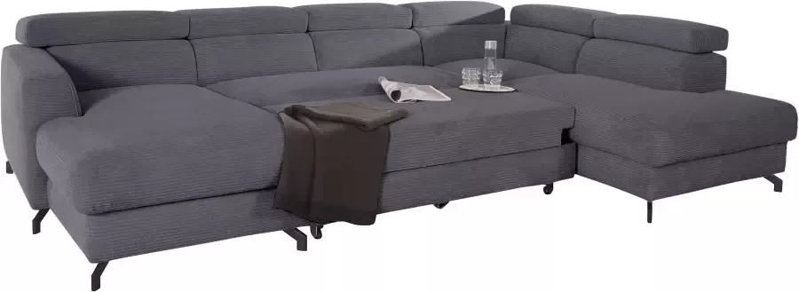 Places of Style Zithoek Casagrande Luxus met verstelbare hoofdsteun naar keuze met slaapfunctie en bedkist met bijzonder hoogwaardige koudschuimvulling voor maximaal 140 kg per zitoppervlak ook met aqua clean-bekleding