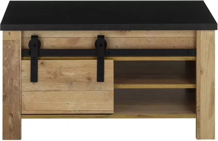 Home affaire Salontafel Sherwood moderne houtdecor met schuurdeurbeslag van metaal breedte 93 cm - Foto 5