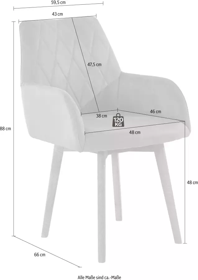 Home affaire Eetkamerstoel Brest Fauteuil in leer of microvezel geolied massief eiken frame (set 2 stuks) - Foto 5