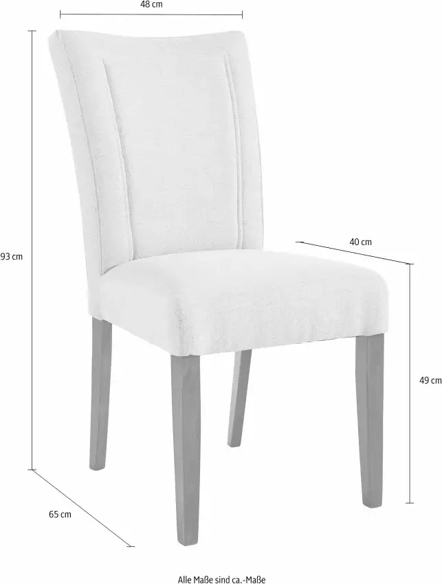 Home affaire Eetkamerstoel Zena Massief houten onderstel gestoffeerde stoel (set 2 stuks) - Foto 2