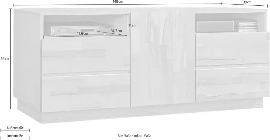 Home affaire Tv-meubel Hoogte 140 cm deels massief FSC -gecertificeerd - Foto 2