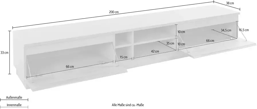 Home affaire Tv-meubel Breedte 200 cm deels massief FSC -gecertificeerd - Foto 8