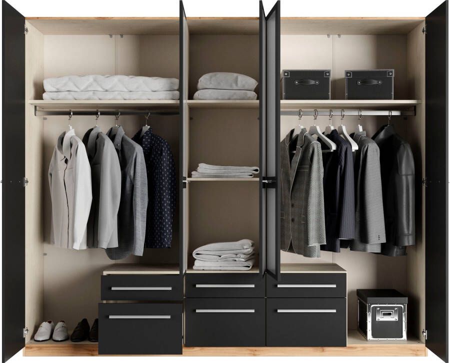 Priess Kledingkast Kast garderobe waskast Barcelona in 5 breedtes veel opbergruimte ruime lades met spiegel made in germany