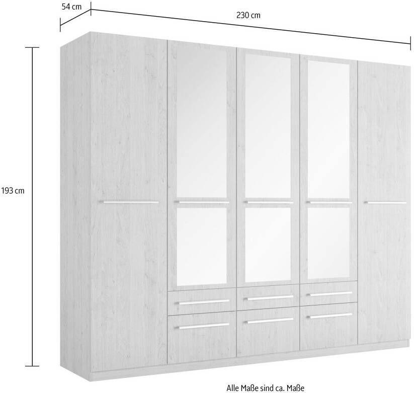 Priess Kledingkast Kast garderobe waskast Barcelona in 5 breedtes veel opbergruimte ruime lades met spiegel made in germany - Foto 2